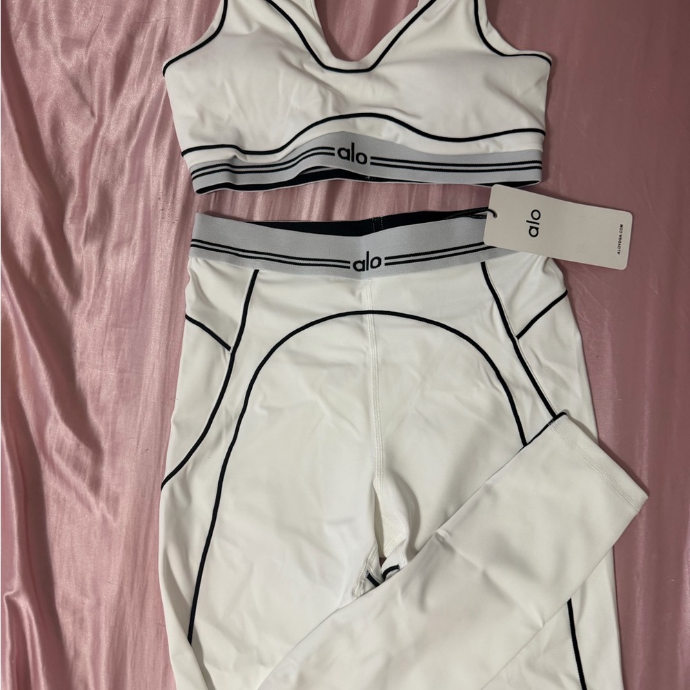 ALO Yoga White and Black Leggings Set